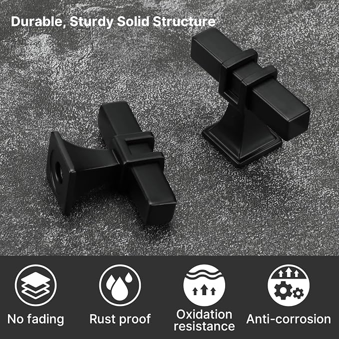 25 Pack Cabinet Knobs Black Dresser Drawer Knobs - Black Kitchen Cabinet Pulls T Bar Kitchen Hardware