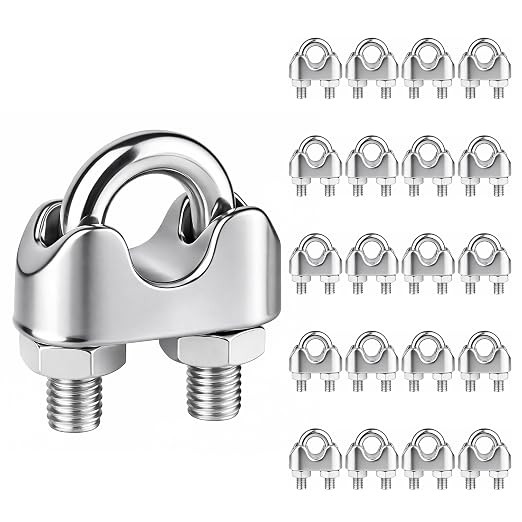 20Pcs 1/8 inch Stainless Steel Wire Rope Cable Clamp,M3 Wire Rope Clips U Bolt Saddle Fastener