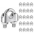 20Pcs 1/8 inch Stainless Steel Wire Rope Cable Clamp,M3 Wire Rope Clips U Bolt Saddle Fastener