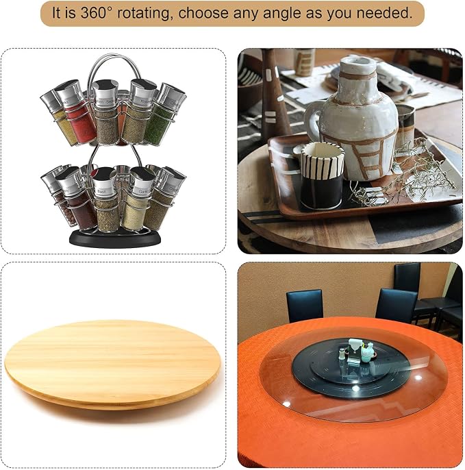 MECCANIXITY 8inch Rotating Swivel Stand with Steel Ball Bearings Lazy Susan Base Turntable for Kitchen Corner Cabinets, White