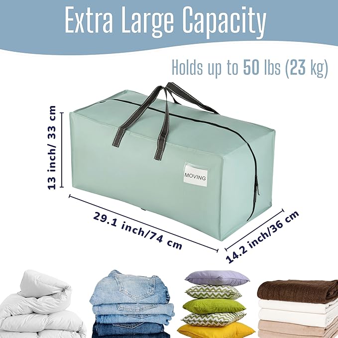 VENO 2 Pack Heavy Duty Moving Bags with Backpack Straps, Zippers & Handles, Extra Large Packing Bags for College Dorm Essentials, Moving Supplies Alternative to Cardboard Moving Boxes