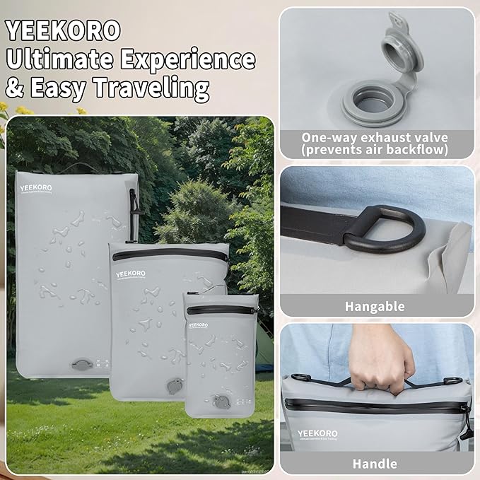 4 Set Vacuum Bags for Travel, Professional Reusable Organizer Bag with IPX8 Waterproof Zipper, Compression Bag for Suitcases, Durable Seal Space Saver Bags (with pump)