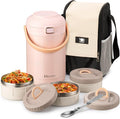 67oz Insulated Food Container with 3 Separate Bowls for Adults | Insulated Lunch Bag, One-Touch Lid, Leakproof Containers, Vacuum Insulated Stainless Steel, Keeps Food Hot For Work Travel