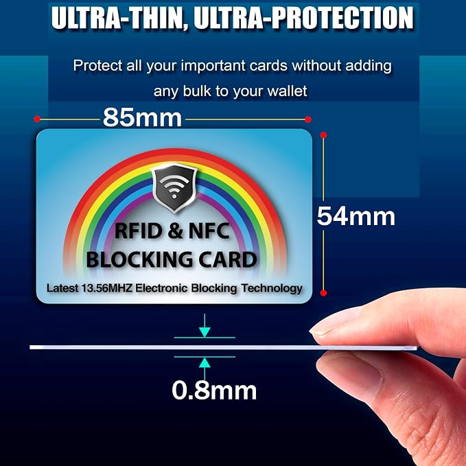 SaiTech IT 5 Pack RFID Blocking Card Protect Your Entire Wallet, Purse | Protect Cards from NFC Contactless Theft Wallet for Men & Women (Rainbow-Blue)