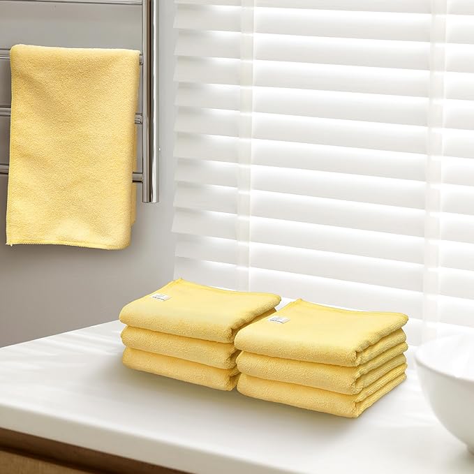 Simple Houseware 9-Pack Microfiber Cleaning Towels, Heavy-Duty & Reusable Cloths for Home, Kitchen, and Car, 16" x 24", 325 GSM