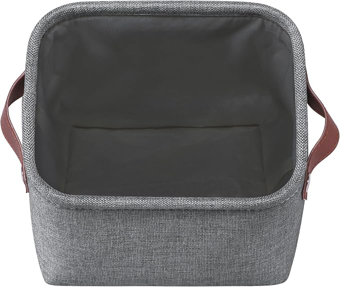 Small Fabric Storage Bins, Mini Storage Cubes, 7.8x6.7x5.9 inch | Decorative Storage Basket, Collapsible Storage Organizer, with Handles, For Desk Shelves Makeup, 4-Pack, Grey