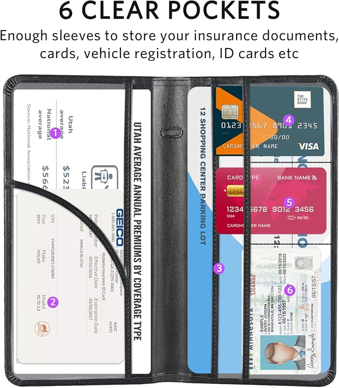 CoBak Car Registration and Insurance Holder | Vehicle Glove Box Organizer, Auto Truck Compartment Document Case with Magnetic Closure for Insurance & Driver License