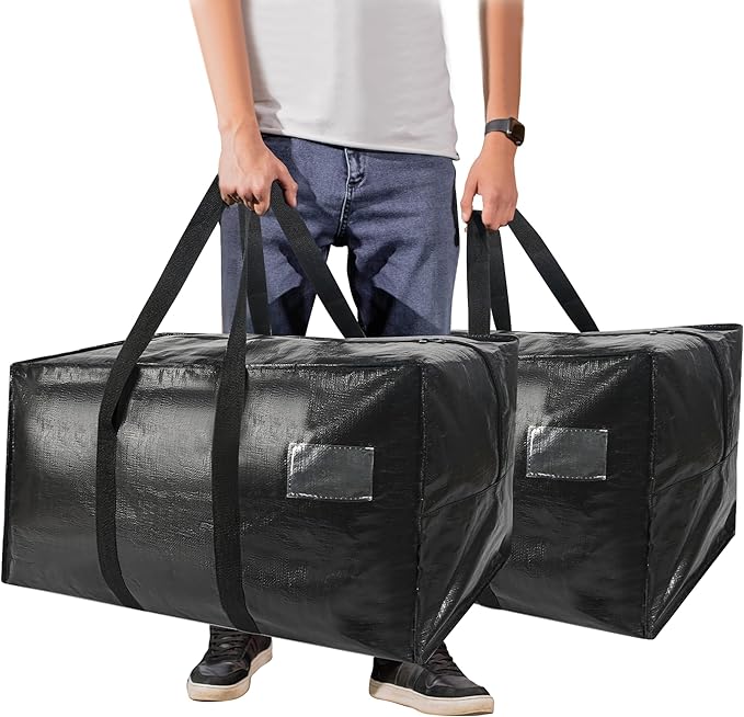 Heavy Duty Extra Large Moving Bags,69 Gallon Jumbo Packing Bags,Huge Moving Storage Bags with Strong Zippers & Carrying Handles,Reusable Big Moving Storage Bags for College Dorm Travel 2Pack