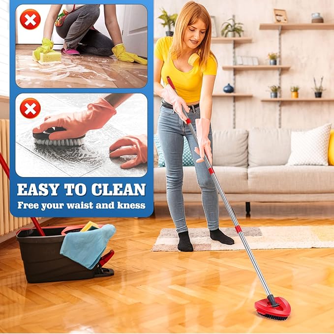 4 Pack Spin Mop Replacements Head Compatible for Ocedar RinseClean 2-Tank System,Microfiber Spin Mop Refills Head,1 Mop Scrub Brush + 1 Mop Base + 4 Pack Cleaning Floor Mop Head