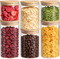 ComSaf Glass Storage Containers with Lids, Set of 6 Jars (0.6Qt/1Qt/1.5Qt) | Glass Pantry Storage Containers, Pantry Organization, BPA Free, Kitchen Canisters, Dry Food Flour Cereal Sugar Tea Coffee