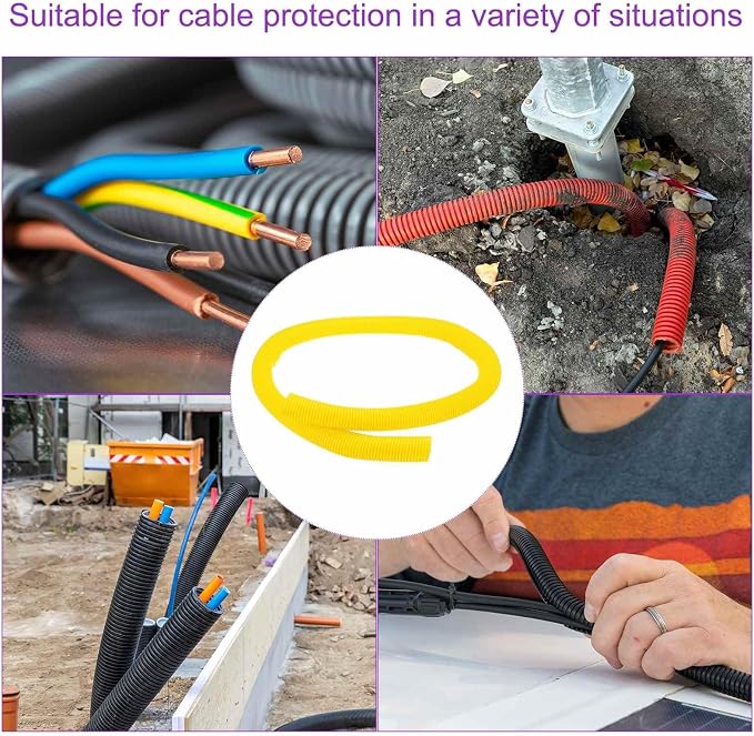 DMiotech 6.6ft Wire Loom Split Tubing 2 Inch(50.8mm) ID, Cord Protectors from Pet Flexible Conduit Cable Management for Office Home Garden, Yellow