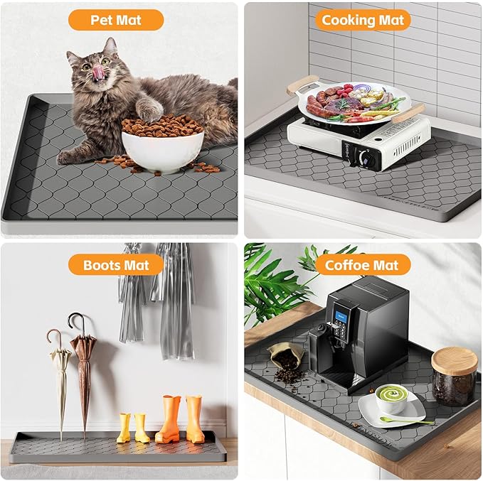 Winisok Silicone Under Sink Mat 28" x 19", kitchen Essentials and Gadgets, Shelf liner and Cabinet Protector, Home Organizers and Storage, Waterproof Bathroom Tray