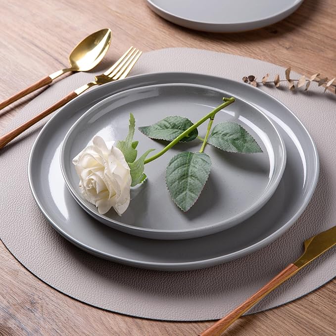 AmorArc Ceramic Dinnerware Sets for 8, 24 Pieces Handpainted Plates and Bowls Set with Rustic Terracotta Underside, Scratch Resistant Stoneware Dishes Set, Dishwasher & Microwave Safe