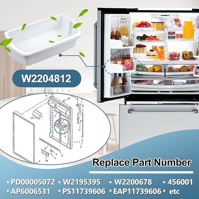 Cenipar WP2204812 2204812 Refrigerator Door Shelf Bin Replacement, Compatible with Whirlpool Kenmore Refrigerator 2204812 Replace WRT311FZBM00 AP6006531 PS11739606（2 Pack）