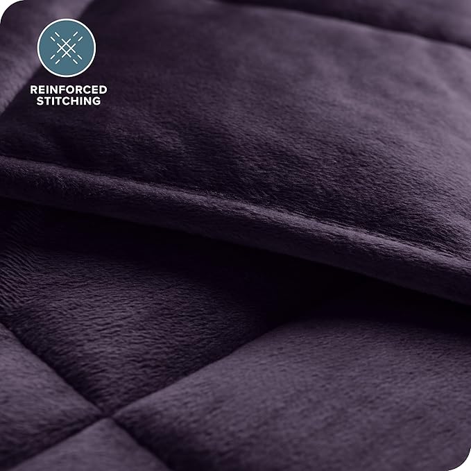 Bare Home Weighted Blanket Twin or Full Size 7lb (40" x 60") - Minky Fleece - Premium Heavy Blanket Nontoxic Glass Beads (Eggplant, 40"x60")
