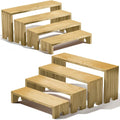 Large 2 Set wood tone Wooden Tiered Display Stands 4 Tier Stackable Pine Wood Display Risers, Suitable for Vendor Events, Cupcake Stands, cake stand Wooden Dessert Table Sets, Vendor Booth Displays,Cosmetic & Perfume Display Tools, Kitchen Spice Storag...