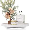 Round Decorative Tray Farmhouse Kitchen Decor Soap Dish, 11" White | Waterproof, Lightweight, Easy Clean, Wood Riser Pedestal Stand Accessories for Office Desk, Vanity, Counter, Sink