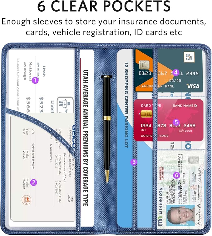 CoBak Car Registration and Insurance Holder | Vehicle Glove Box Organizer, Auto Truck Compartment Document Case with Magnetic Closure for Insurance & Driver License