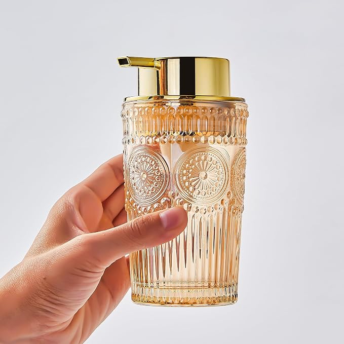 Foaming Hand Soap Dispenser,Glass Foam Soap Dispenser,Refillable Liquid Soap Dispenser,Lotion Dispenser(A4-2-US)