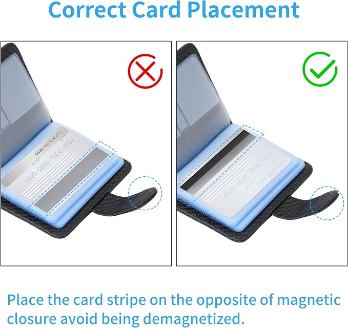 Wisdompro Slim Leather Credit Card Holder, Vertical Microfiber Black | RFID Blocking Wallet Debit Card Protector, Organizer Case, Card Case, 20 Card & 7 Memory Card Slots, with Magnetic Closure