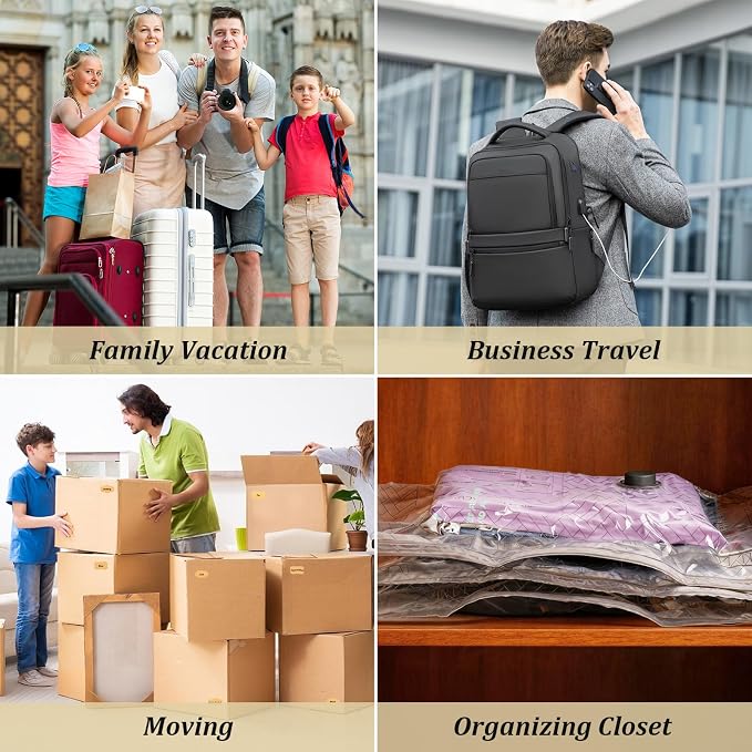Vacuum Bags for Travel with Cordless Pump, Reusable Vacuum Seal Bags for Clothing Travel, 4500Pa Suction, Compression Packing Bags for Home Carry-on Luggage Suitcase, Travel Essentials, 18 Pack