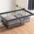 Pull Out Storage Basket with Runners,Metal Under Shelf Storage Basket,Stackable Storage Bins,Adjustable Width 370-970mm,40kg Weight Capacity(Black,Width370-420mm)