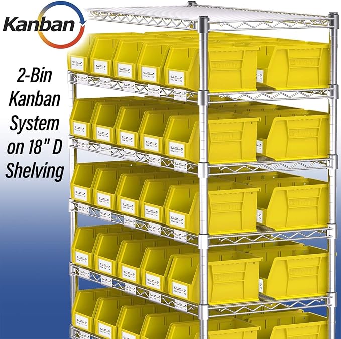 Akro-Mils 30237 AkroBins Plastic Storage Bins, Space-Saving Stackable Bins for Garage, Pantry, Craft Organization, 9" x 6" x 5", Yellow, 12-Pack