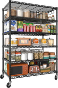 6-Tier Rolling Storage Shelves 36" W x 18" D x 78" H, Adjustable Wire Rack with Wheels & Hooks, 1500LBS Capacity, Splittable Design for Garage, Kitchen, Pantry, Aquarium Stand