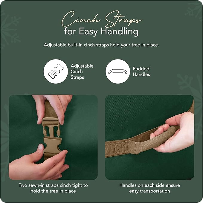 Covermates Keepsakes Christmas Tree Cinch Bag – Durable Polyester Tree Storage with Reinforced Handles & Built-In Cinch Straps – Trees, Lights & Holiday Décor, Green