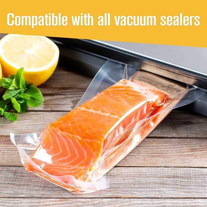 Houseables Vacuum Sealer Bags, Vacuum Sealer Rolls, Food Saver Bags Rolls, 11 Inch, Vac Seal, Sous Vide, Food Storage, Freezer, Sealing, Machine, Cooking, Air Sealable, BPA Free, Heavy Duty 11x16, 6PK