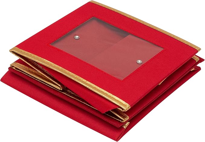 Simplify Holiday Salad Plate Dinnerware Storage Box | 9.45 Inch | Christmas China | 12 Felt Dividers | Tableware Setting | Red