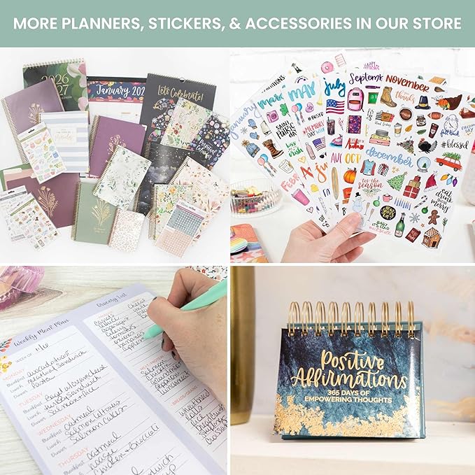 bloom daily planners 2026 Planner (January - December) Calendar Year Organizer - 5.5” x 8.25” - Weekly & Monthly Agenda Book with Stickers & Bookmark - Blue & White Floral