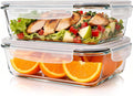 2 Pack 78oz/9.8 CUPS Large Glass Storage Containers with Lids, Meal Prep Food Container Set, Airtight Leakproof Snap Lids, For family meal prep, Baking, Microwave Oven Freezer Dishwasher Safe