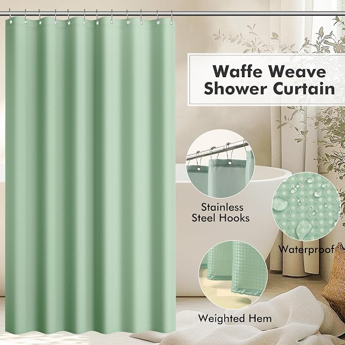 Bathroom Accessories Set - 20PCS Green Glass Bathroom Set with Shower Curtain and Rugs, Soap Dispenser, Soap Dish, Cup, Qtip Jar, Toothbrush Holder, Stylish & Functional Bath Decor for Home, Apartment