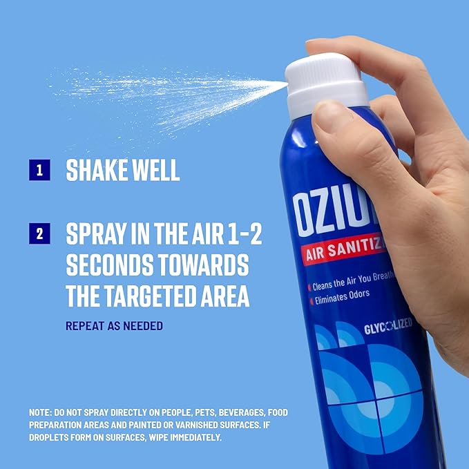 Ozium 805539-6 8 Oz. Air Sanitizer & Odor Eliminator for Homes, Cars, Offices and More - Original Scent, 6 Pack,Blue