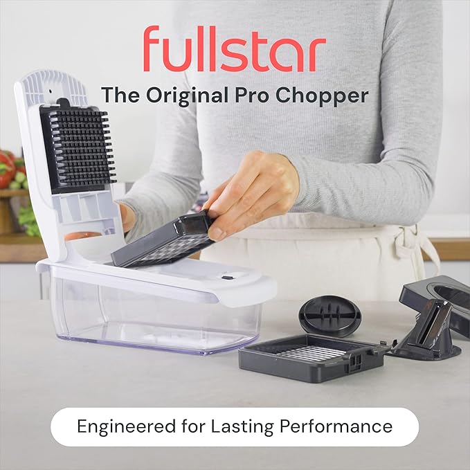 Fullstar The Original Pro Chopper - Vegetable Chopper and Dicer, Food Chopper with Container, Fruit Cutter, Kitchen Gadgets & Gifts, Home Essentials (2 in 1, White)