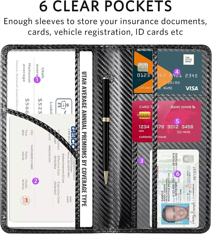 CoBak Car Registration and Insurance Holder | Vehicle Glove Box Organizer, Auto Truck Compartment Document Case with Magnetic Closure for Insurance & Driver License
