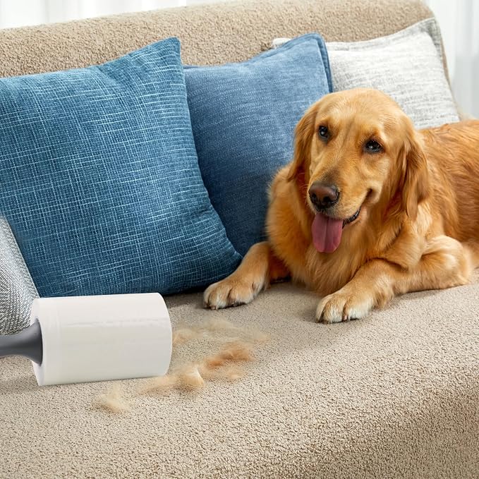 Lint Roller for Pet Hair 500 Sheets Extra Sticky Pet Hair Remover for Clothes Furniture Carpet Cleaner Cars Dogs Travel-Friendly Grip Handle White