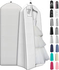 Your Bags 72” Wedding Dress Garment Bag with 20" Gusset & ID Window - Extra Large Bridal Garment Bags for Travel - Breathable, Foldable Dress Bag for Puffy Dresses, Prom & Formal Wear (White/Grey)
