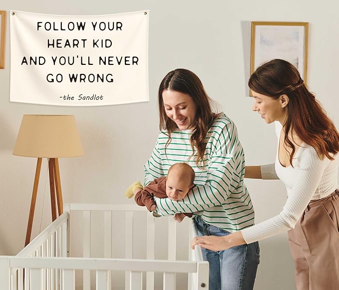 Classroom Wall Flag Decor-Teacher Gift-Inspirational Back to School Wall Banner Decor-Follow Your Heart Kid-Hanging Rectangular Canvas Banner for Classroom Teacher Office Reading Corner