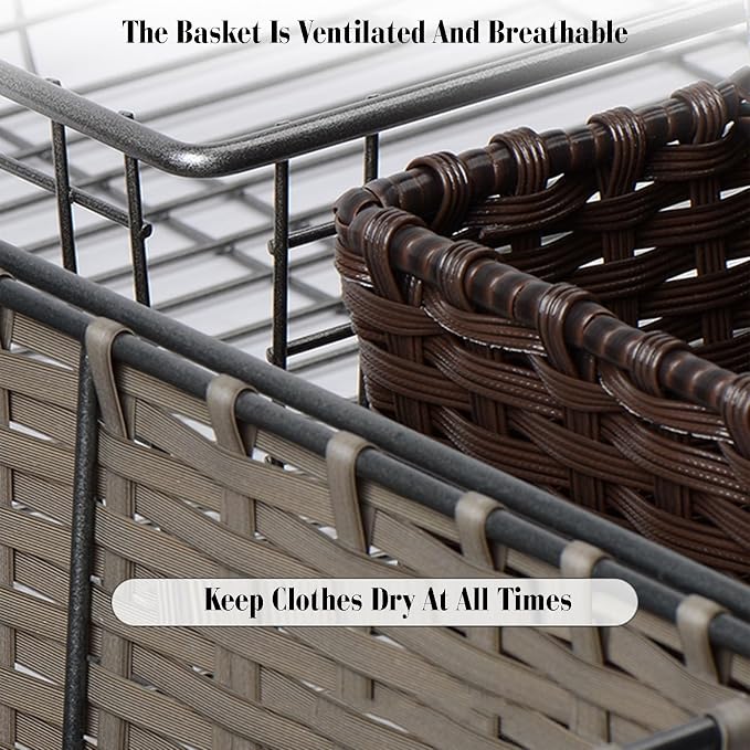Pull-out Clothes Storage Basket,Stackable Shelf Baskets Organizer,Stackable Storage Bins,for Wardrobe and Closet Drawer in Bedroom Office(Black,22.04-24.01in)