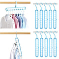 9 Space-Saving Hangers Heavy-Duty PP Plastic Tiered Hanger Organizer with Non-Slip Foldable Design, for Closet (Blue, 10)