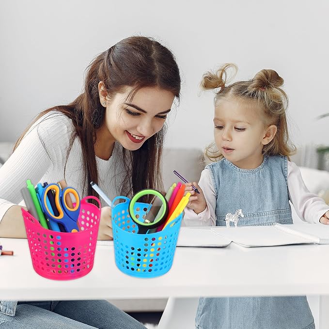 MAQUITA 32 Pcs Pencil Cup Bulk Pencil Basket Cute Pen Holder Organizer Stationery Caddy Different Pen Cup for Office School Home Supplies, 4 Colors