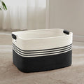 60L Woven Laundry Basket Hamper with Leather Handles,Black | 21"x15"x11", collapsible wicker hamper, storage for dirty clothes, toys, blankets, gifts, living room, bedroom, bathroom