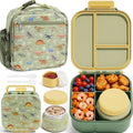 Fimibuke Kids Bento Lunch Box w/ 8.5oz Thermo Food Jar, Insulated Lunch Bag | Leak Proof 3-4 Compartments 60oz Toddler Lunch Food Container with Utensils, Sauce Cup for School Boys Girls, Dishwasher Safe