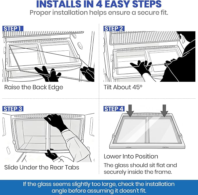 Crisper Glass Replacement Compatible with Frigidaire 240350608/AP2115928-24" x 15.5" x 1/8" Tempered Glass Crisper Drawer Cover Insert Compatible with Kenmore, Electrolux, Crosley, and More