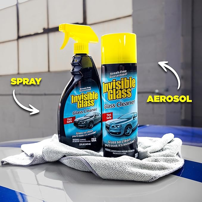 Invisible Glass 91164-6PK Premium Aerosol Glass Cleaner Spray for Car Windshields and Windows, Automotive and Home Window Cleaner, Streak-Free, Ammonia-Free, Tint-Safe – 19 oz (Pack of 6)