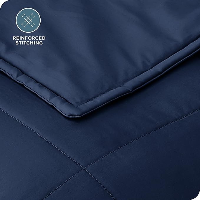 Bare Home Weighted Blanket All-Natural 100% Cotton with Nontoxic Glass Beads 80"x87" 25lbs, Dark Blue