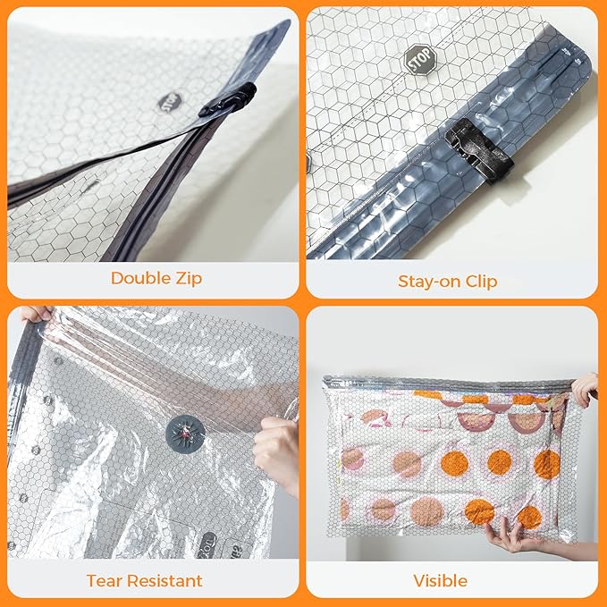 Travel Vacuum Seal Bags for Clothing with Portable Electric Pump, 12 Pack Space Saver Vacuum Storage Bag, Compression Packing Bag for Clothes Luggage & Suitcase, Cruise Vacation & Home Essentials