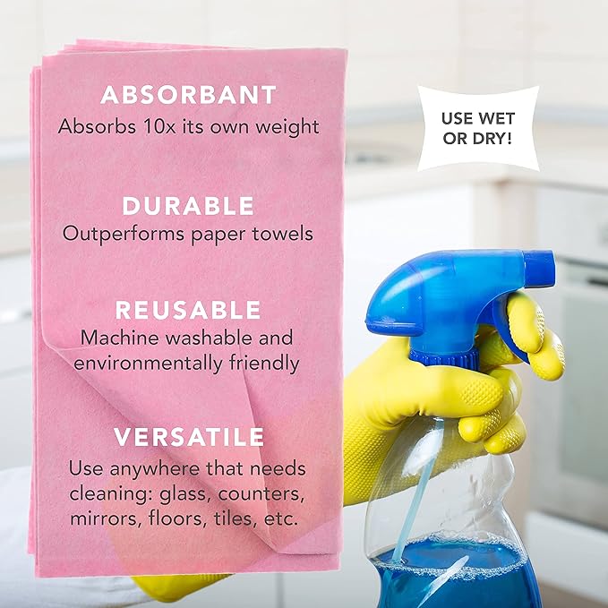 Kitchen and Bath Amazing Wipes - Absorbent and Reusable Cloth for Washing,Drying,Wiping in the Bathroom or Cuisine Surfaces | Cleaning Sink, Tiles,Bathtub,Walls, Mirror or Floors | By Cadie (1 Pack)